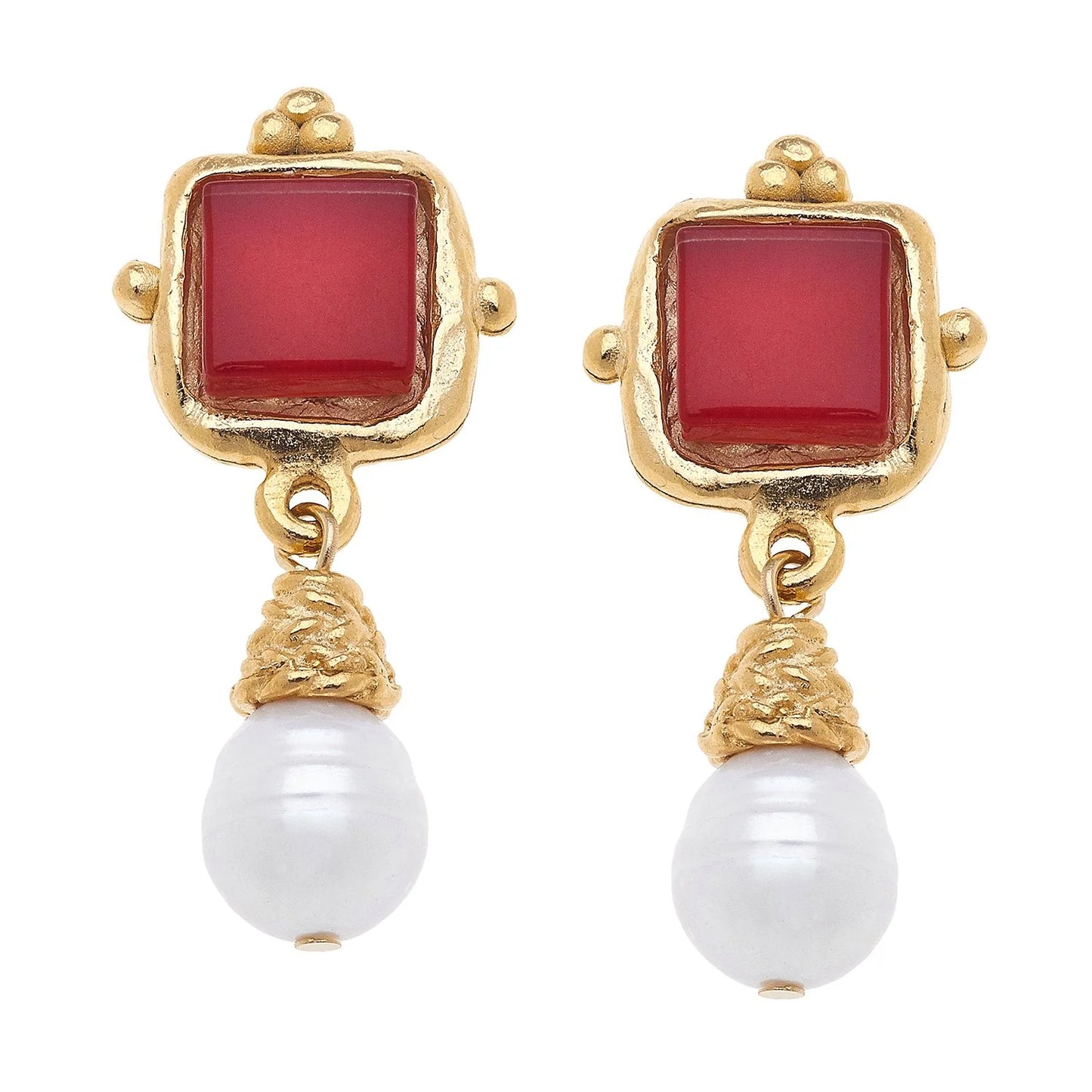 Charlotte French Glass + Pearl Drop Earrings