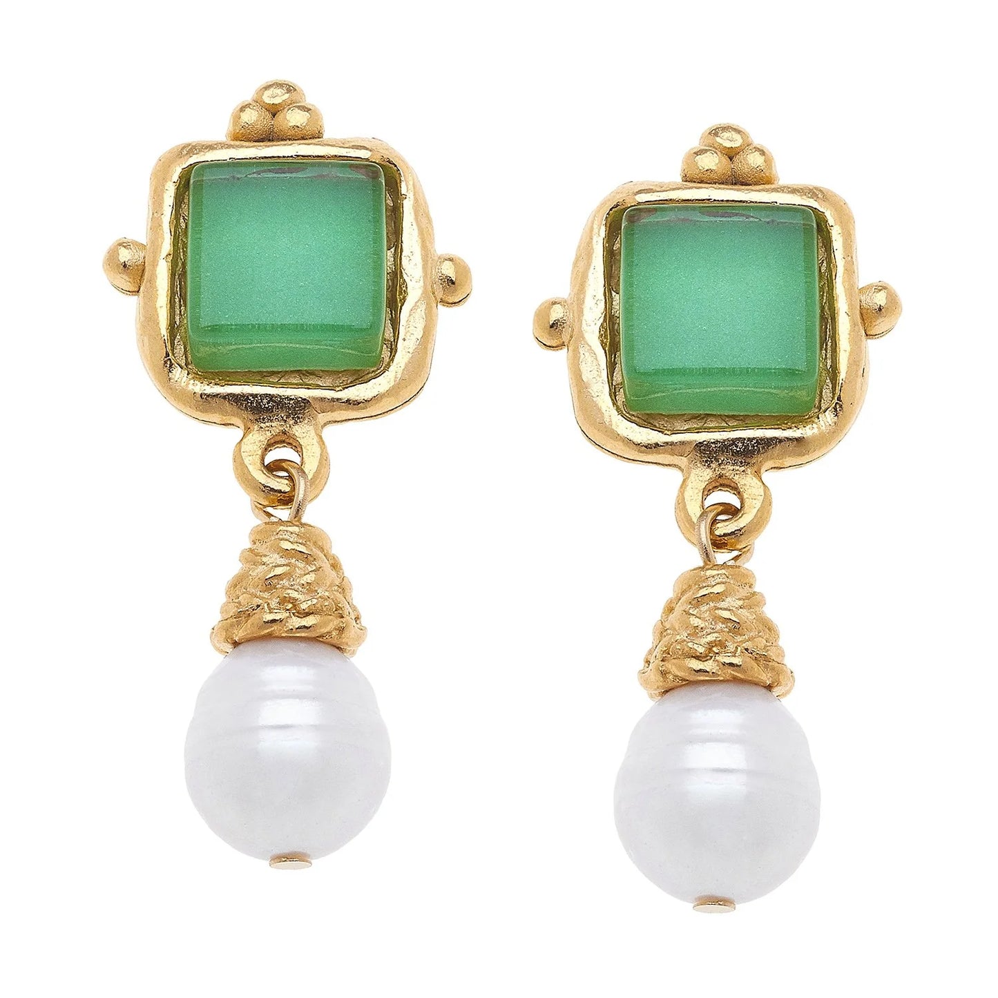 Charlotte French Glass + Pearl Drop Earrings