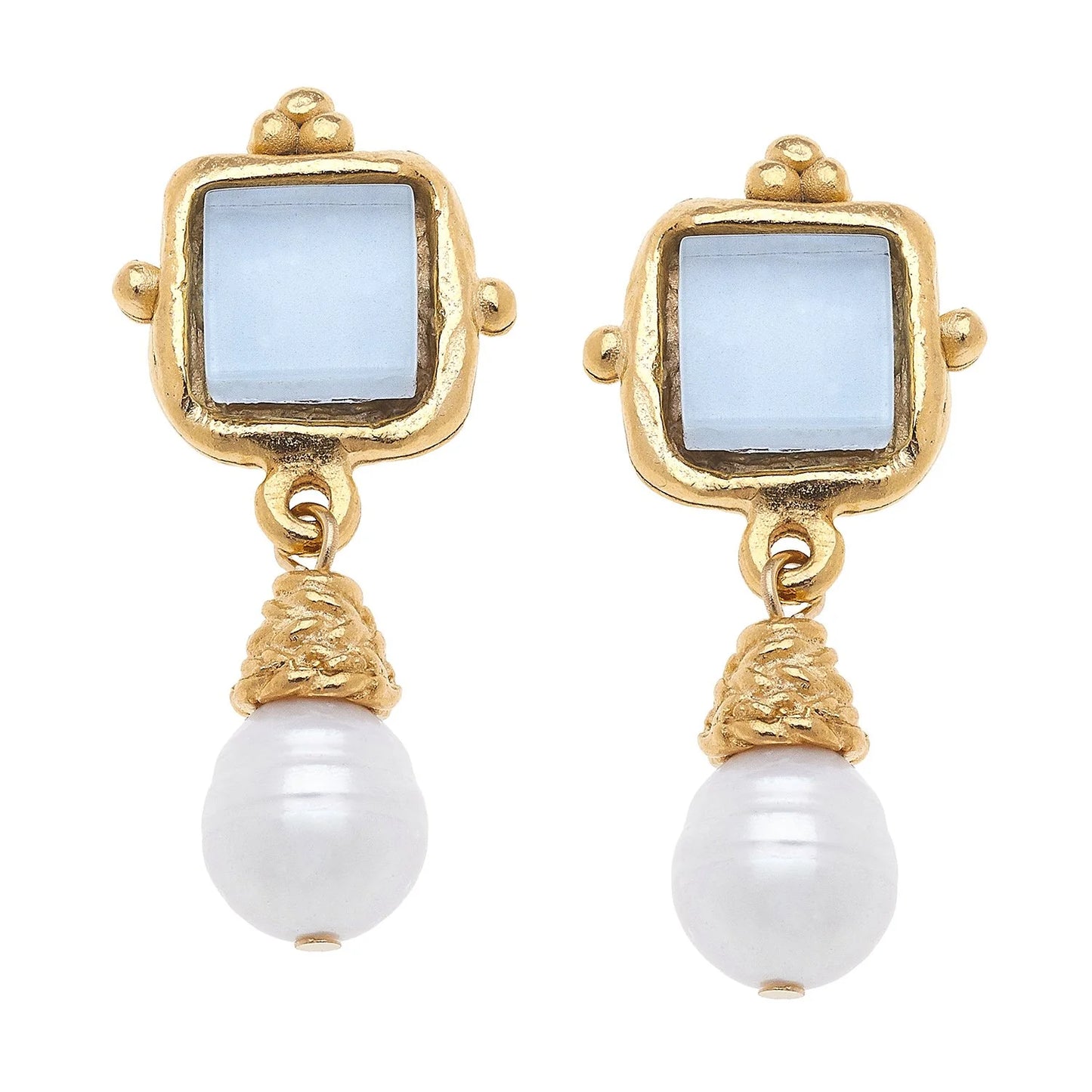 Charlotte French Glass + Pearl Drop Earrings