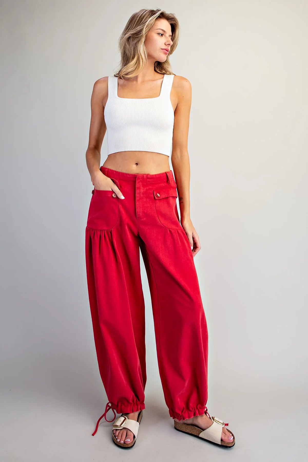 Dora Mineral Washed Tie Cuff Pants