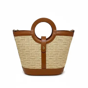 Gianna Raffia & Leather Tote Bag