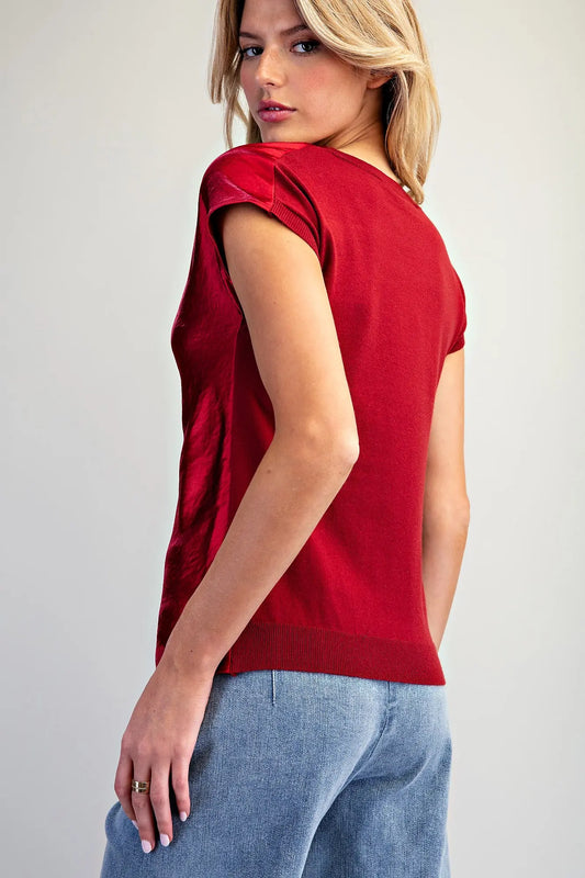 Scarlet Glide Satin Top