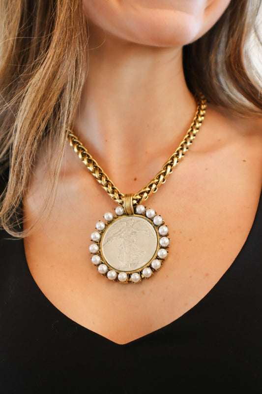 Angelica Medallion Pearl Necklace