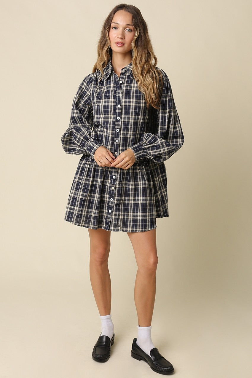 Luci Plaid Babydoll Mini Dress