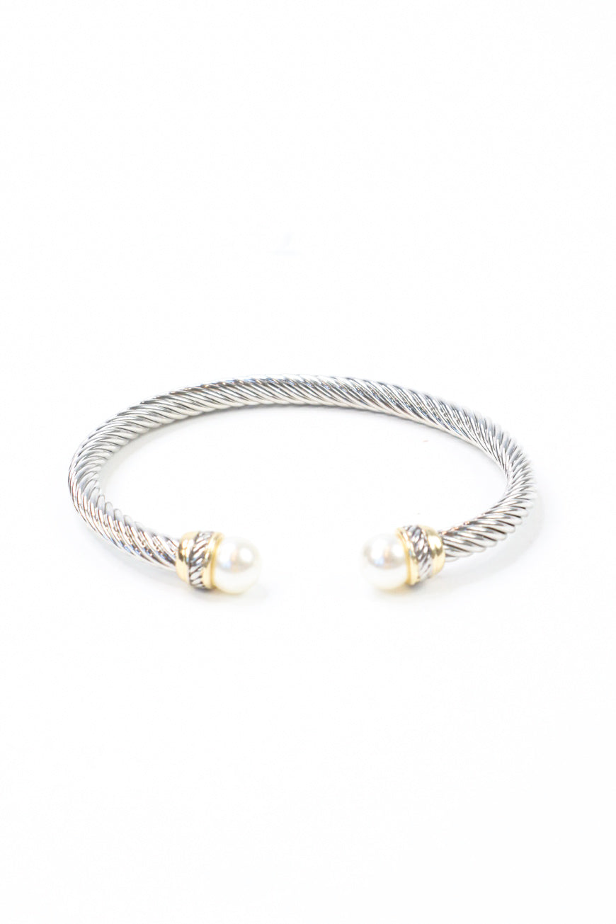 Pearl-End Rope Cuff Bracelet
