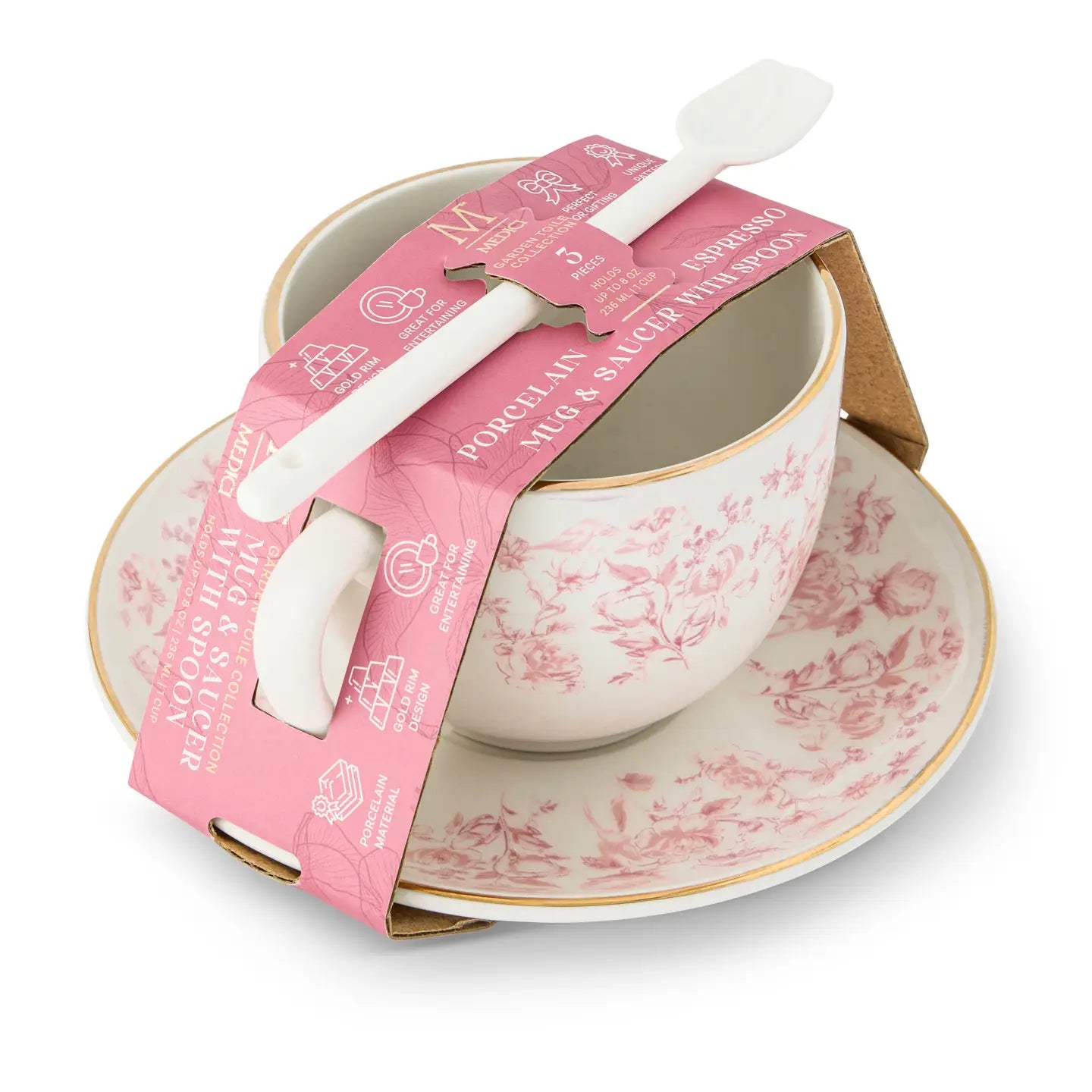 Pink Toile Espresso Set