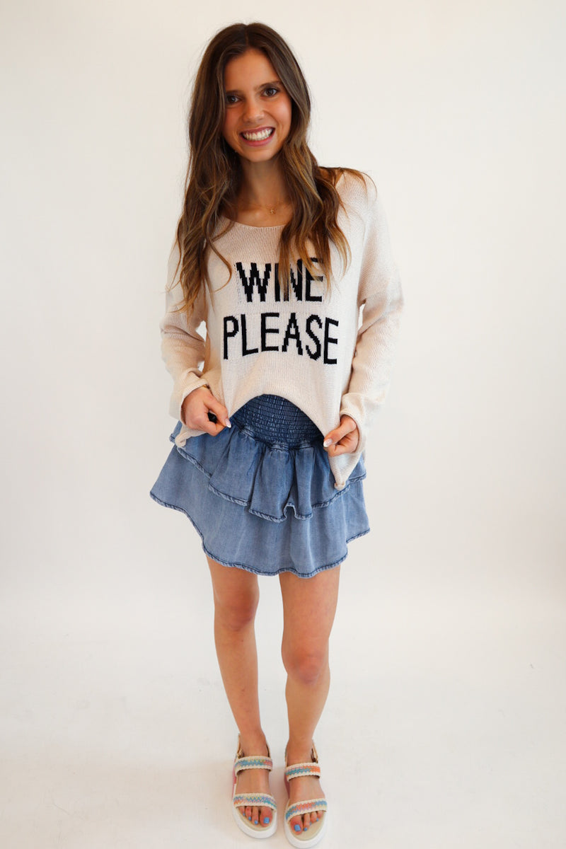Wine Please Sweater- Beige