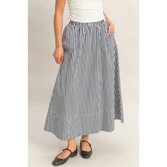 Seabreeze Stripe Midi Skirt