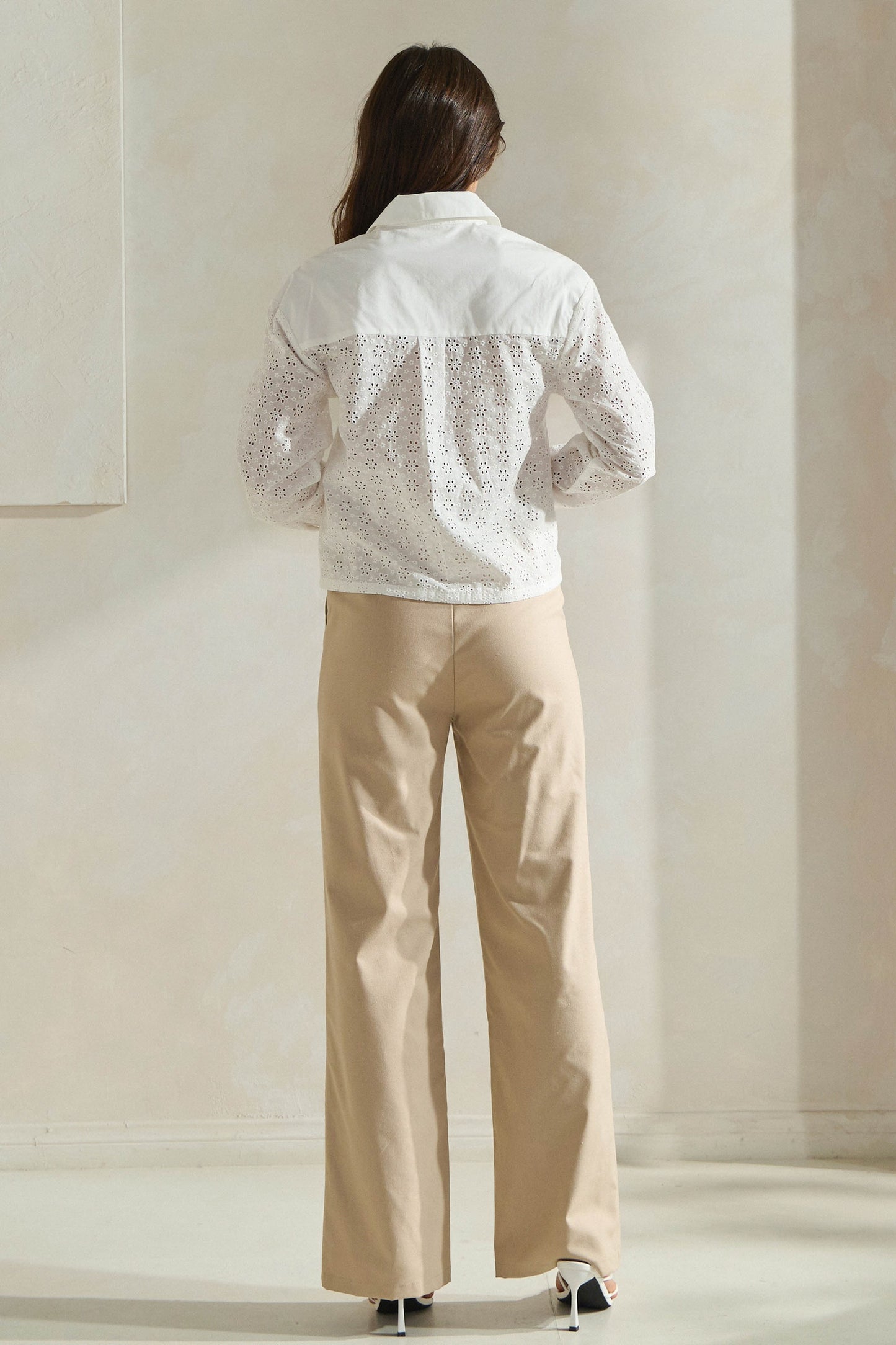 Floral Eyelet Button-Down Shirt