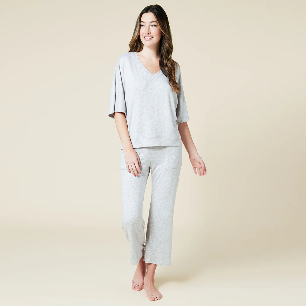 Softies Dream Relaxed V Neck with Capri Lounge Set - Grey