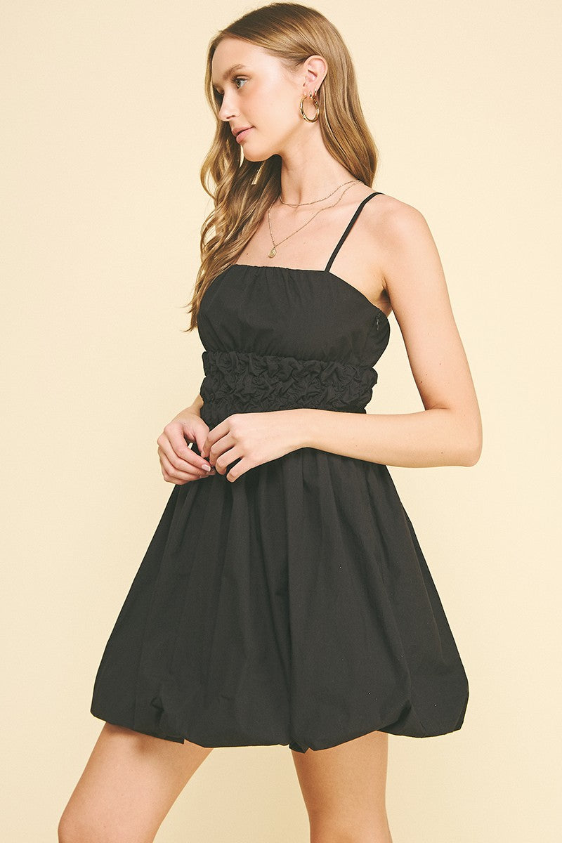 Black Bubble Hem Mini Dress