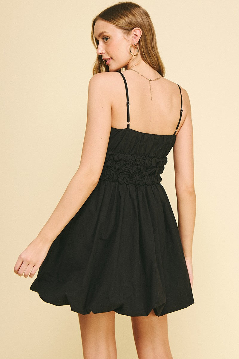 Black Bubble Hem Mini Dress