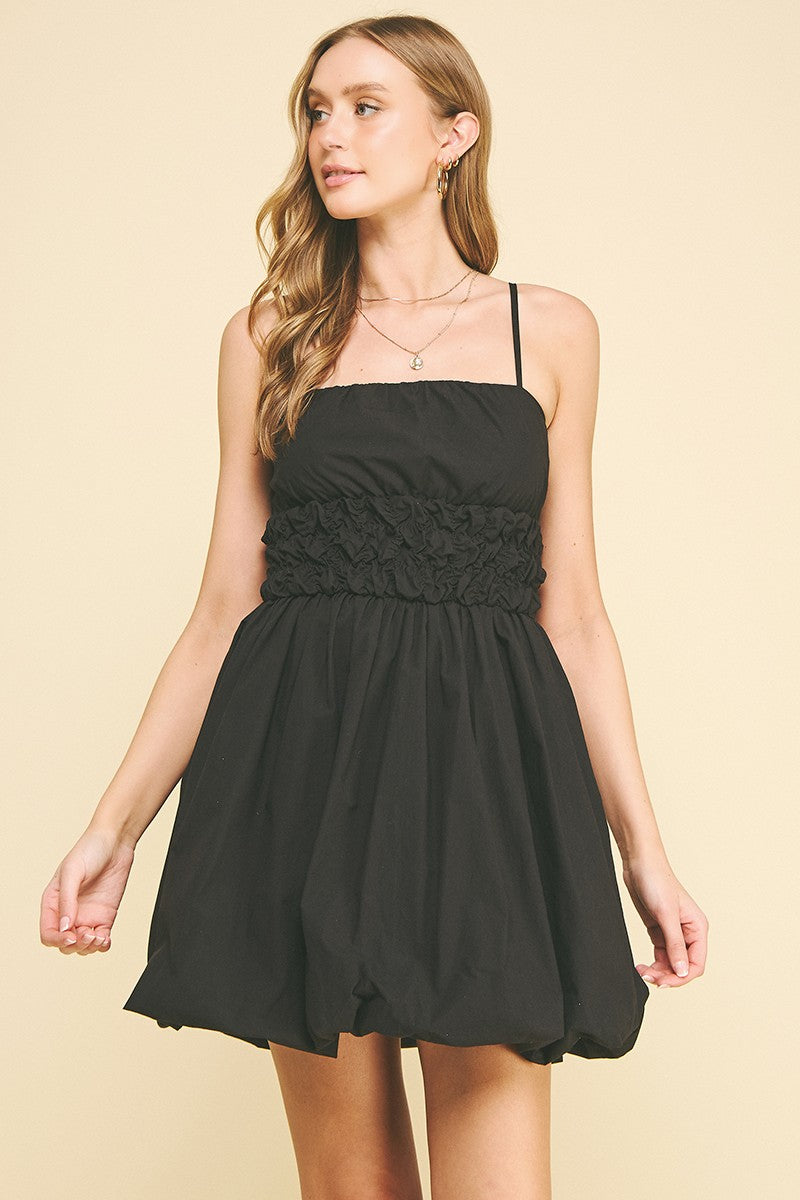 Black Bubble Hem Mini Dress