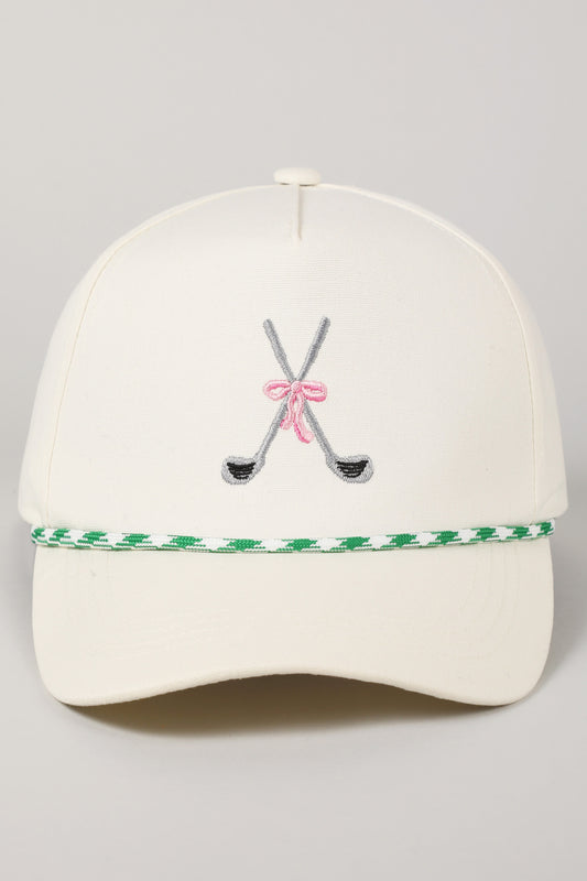 Golf Clubs With Ribbon Embroidered Trucker Hat