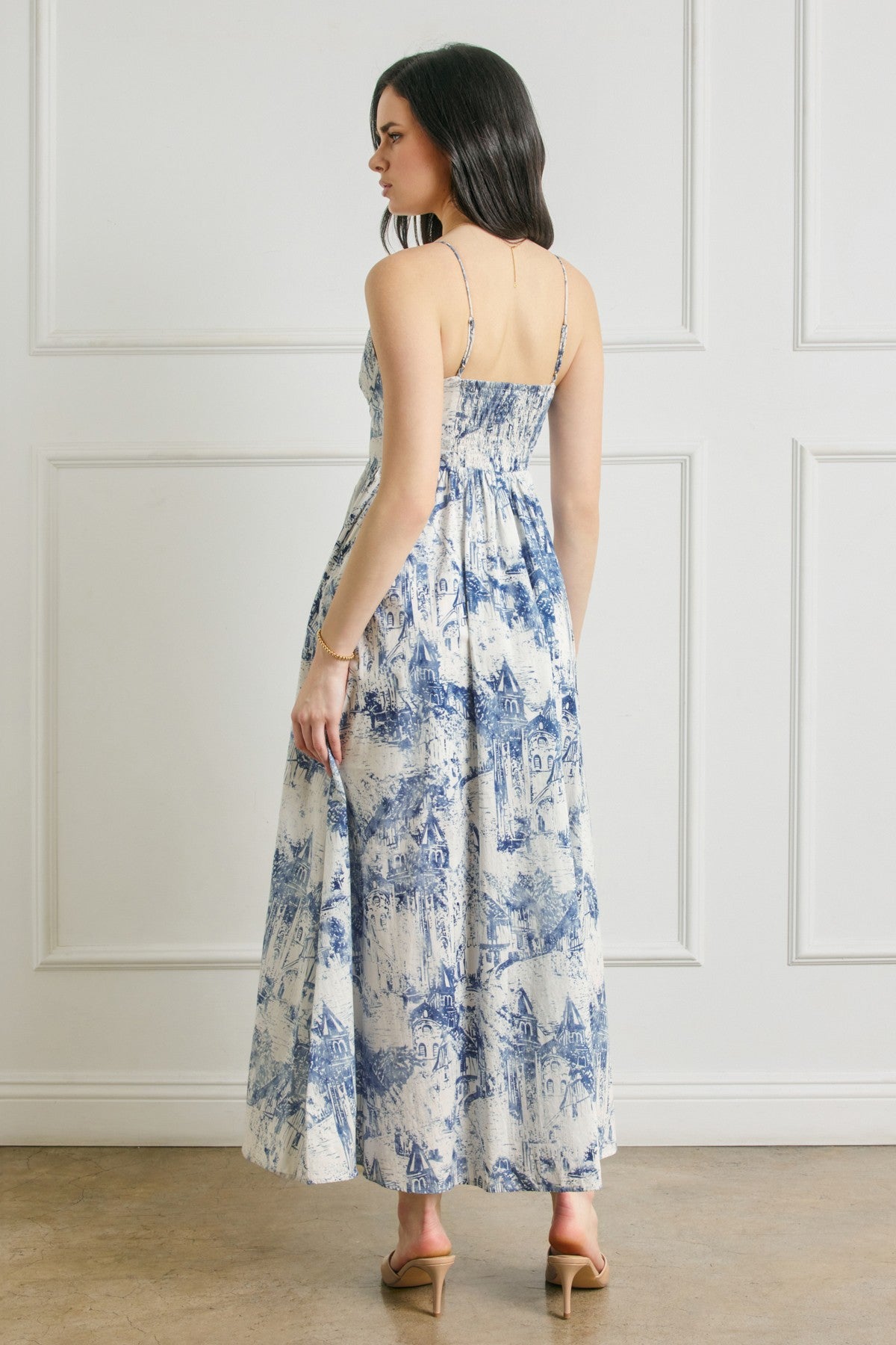 Floral fit and flare maxi dress with corset bodice