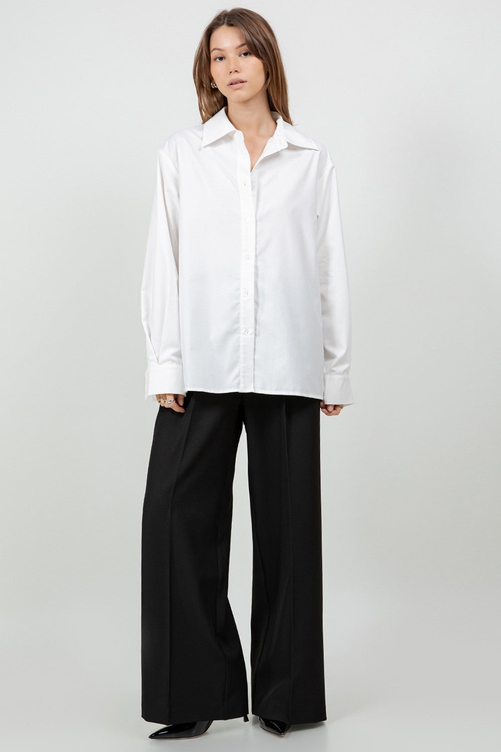 poplin shirt with back placket detail