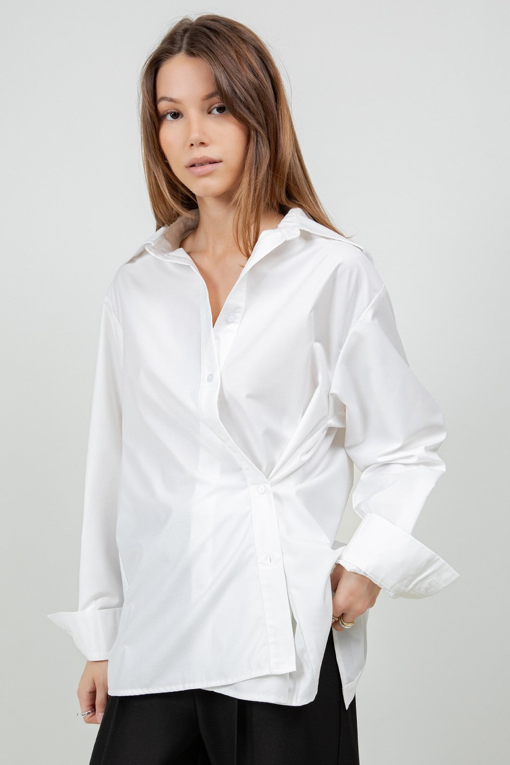 poplin shirt with back placket detail