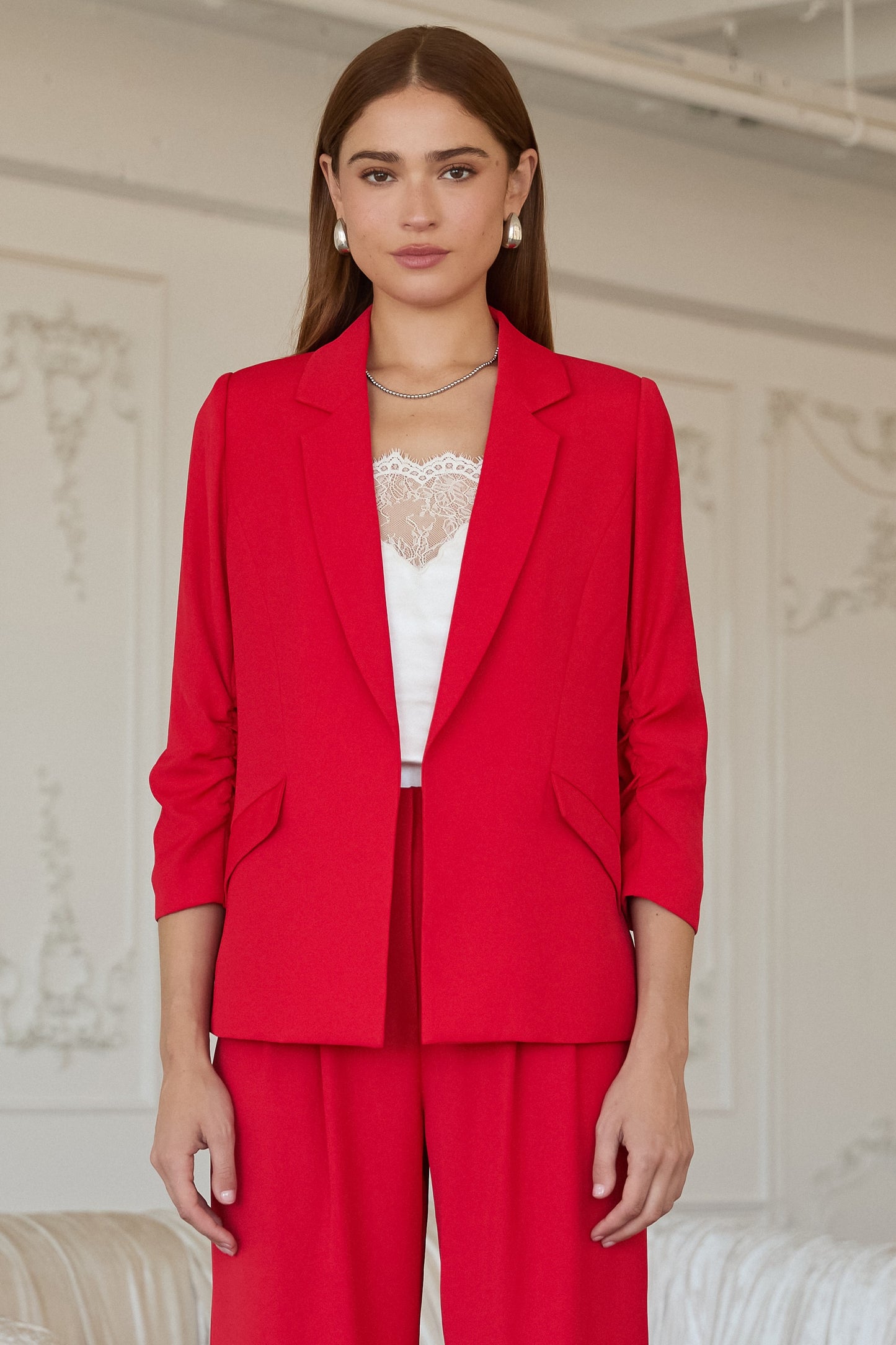 Maureen Shirred Sleeve Blazer