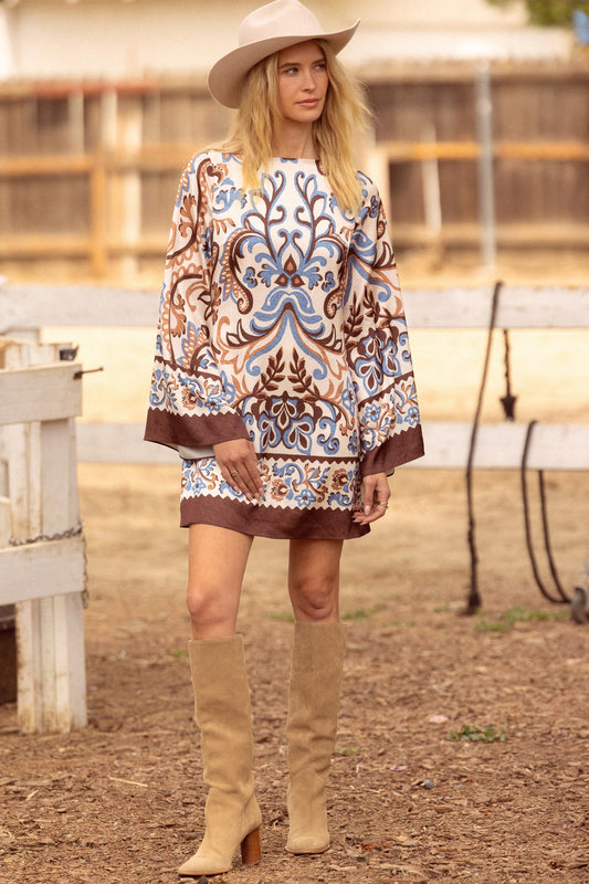 Darcelle Border Print Mini Dress