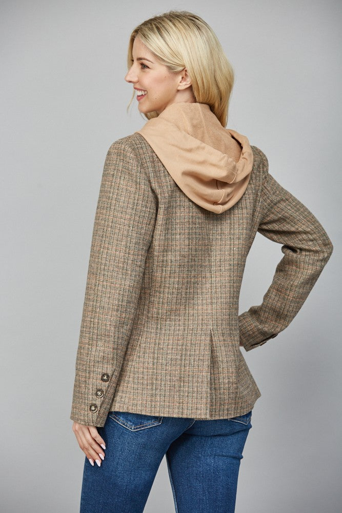 Tailored sophistication—Camden is a timeless herringbone blazer with a modern double-breasted cut.