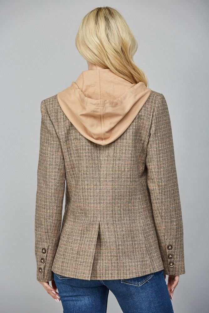 Tailored sophistication—Camden is a timeless herringbone blazer with a modern double-breasted cut.