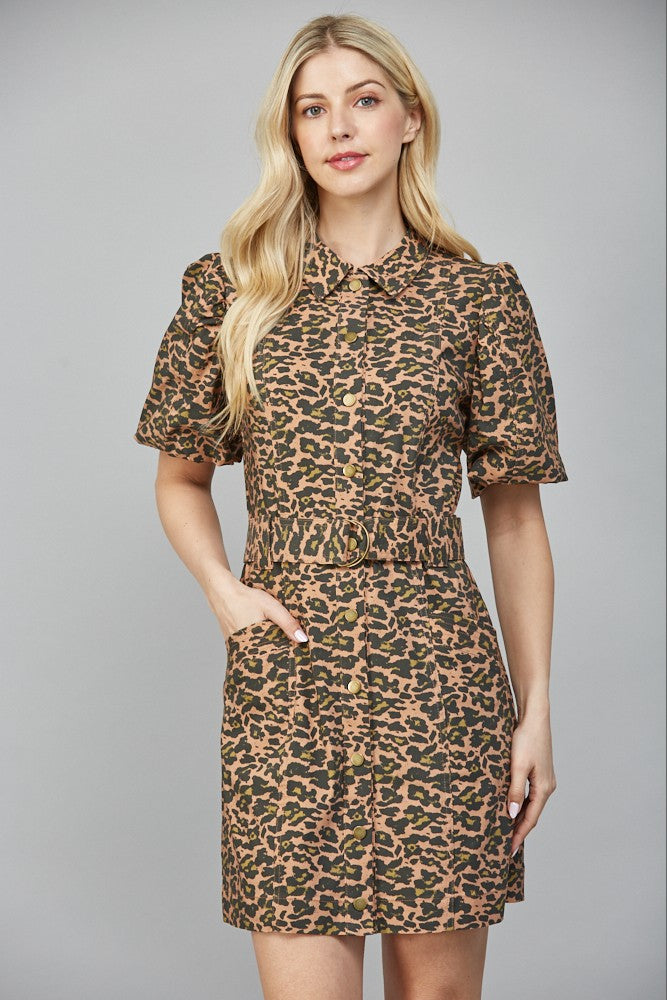 Fierce and feminine, the Sabina dress pairs bold animal print with a flattering belted silhouette.