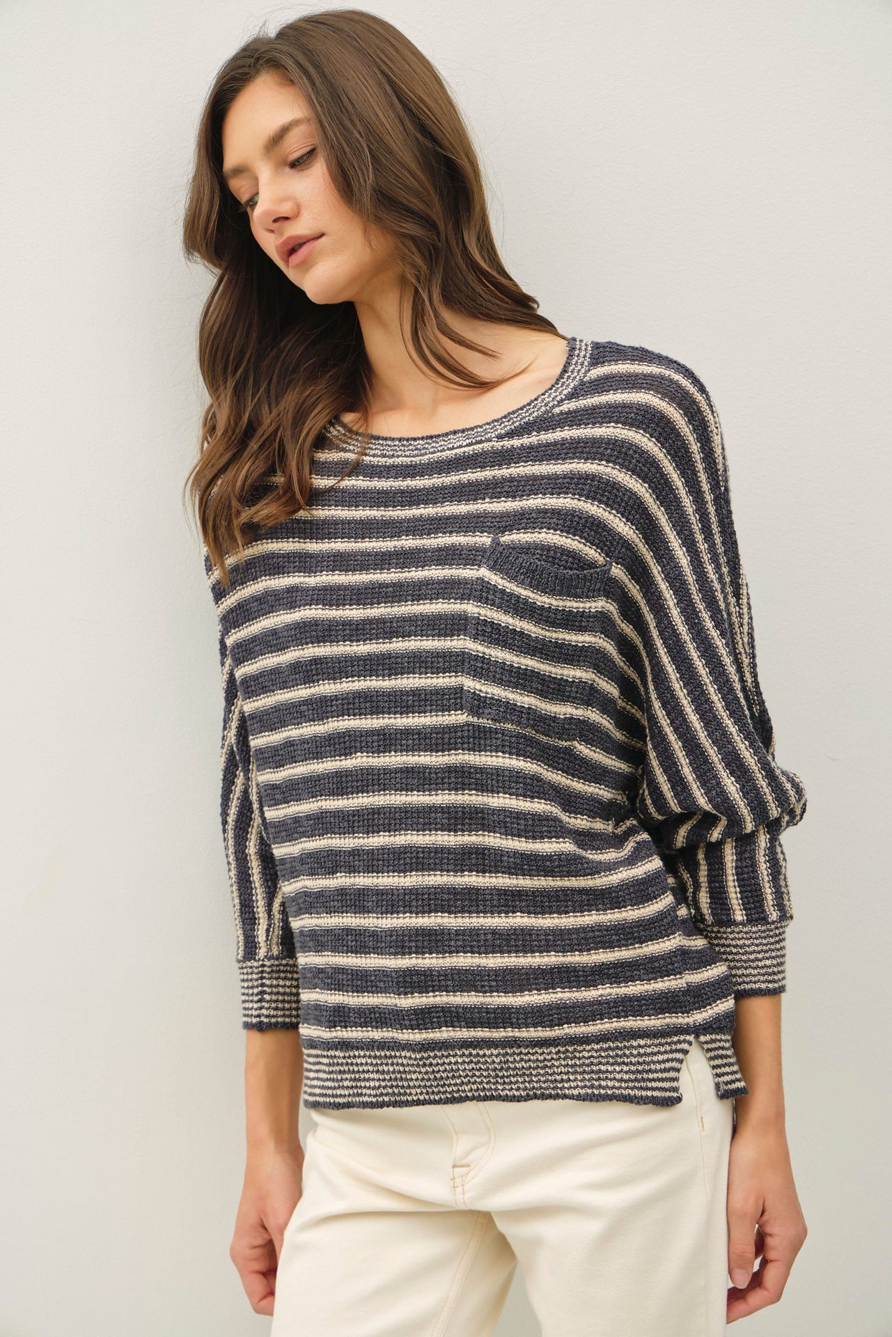 Selma Waffle Knit Striped Sweater