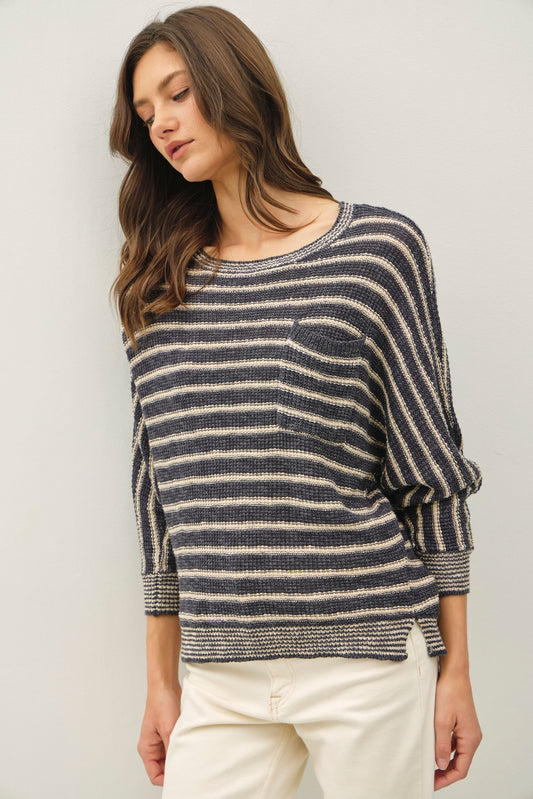 Selma Waffle Knit Striped Sweater