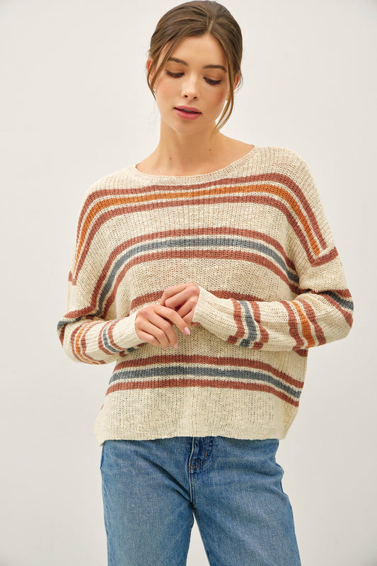 Inez Boxy Striped Knit Sweater