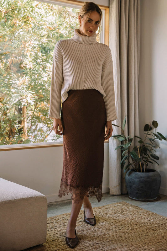Meryl Lace Trim Midi Skirt