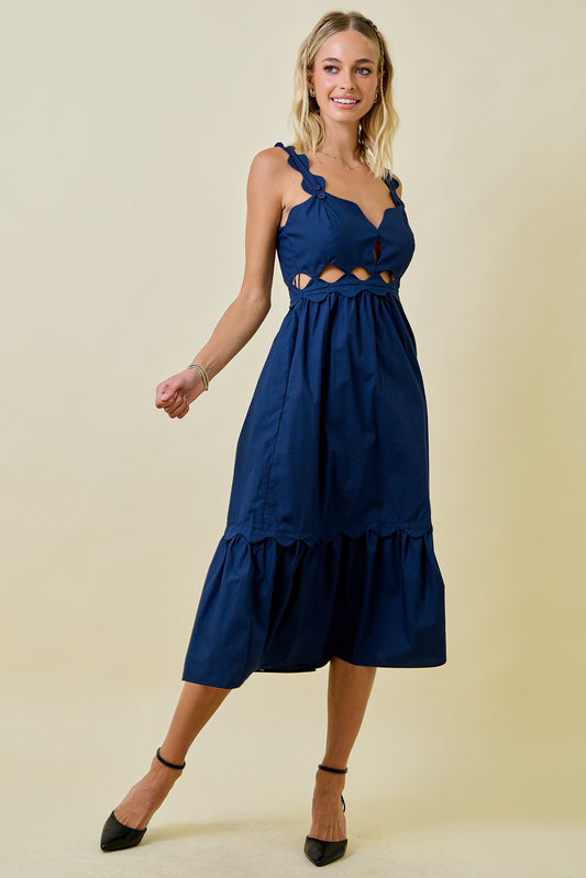 Lilly Scalloped Cutout Midi Dress