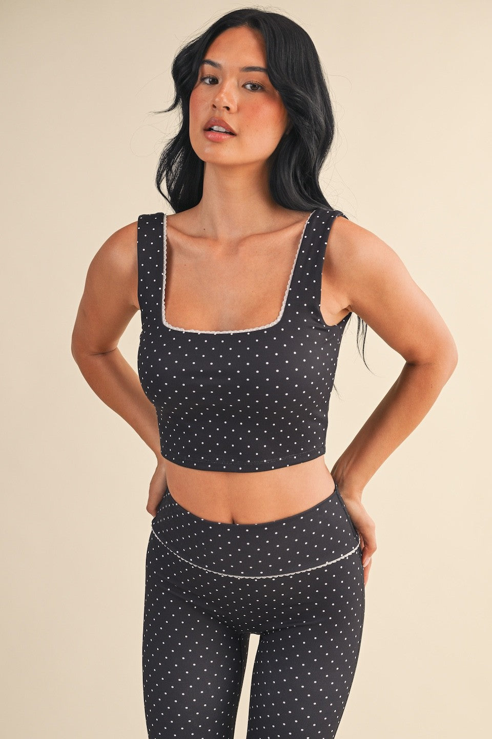 Emery Polka Dot Lace Trim Tank