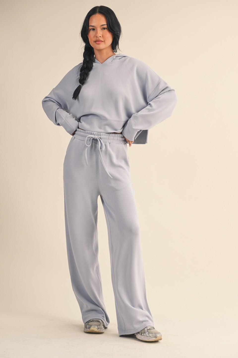 Cloud-soft comfort meets elevated athleisure in The Haven Air Scuba Oversized Crop Hoodie