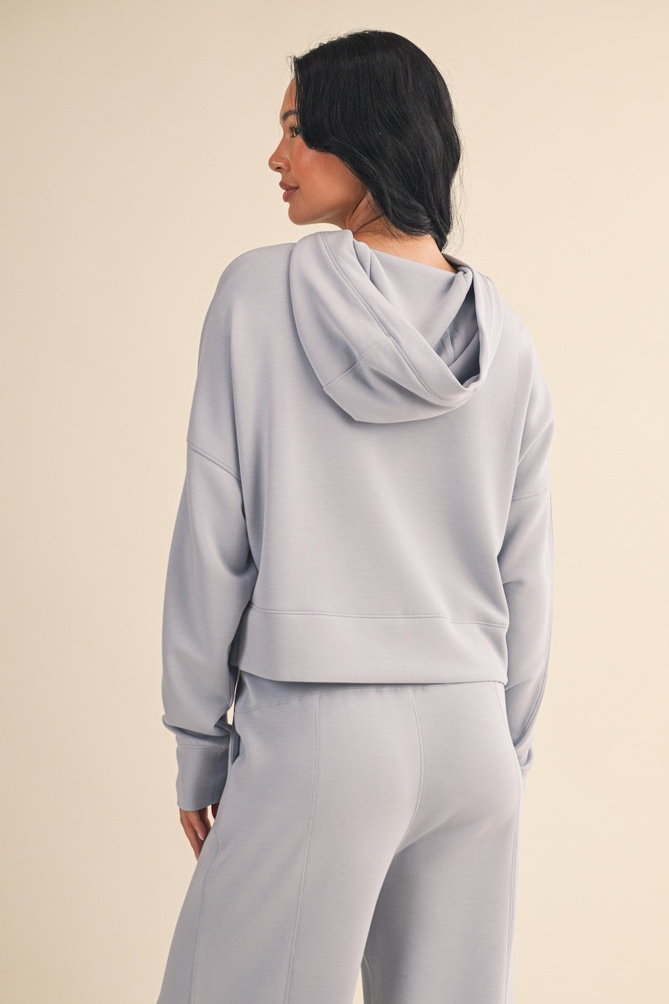 Cloud-soft comfort meets elevated athleisure in The Haven Air Scuba Oversized Crop Hoodie