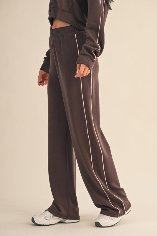 Super Soft Air Scuba Wide Leg Pants with Side Piping