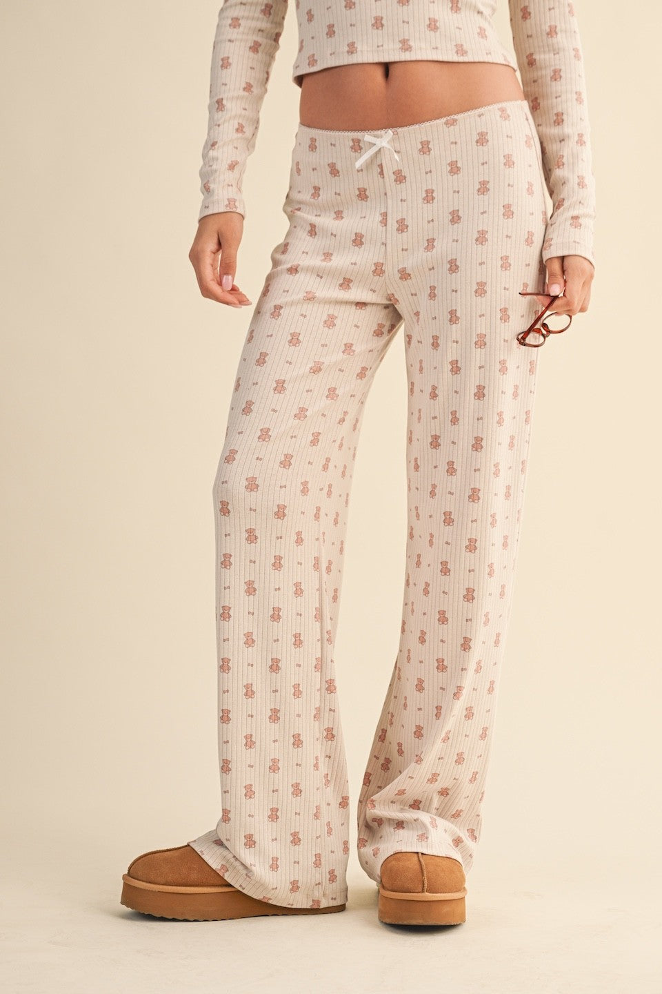 Teddy Bear Print Pointelle Lounge Set