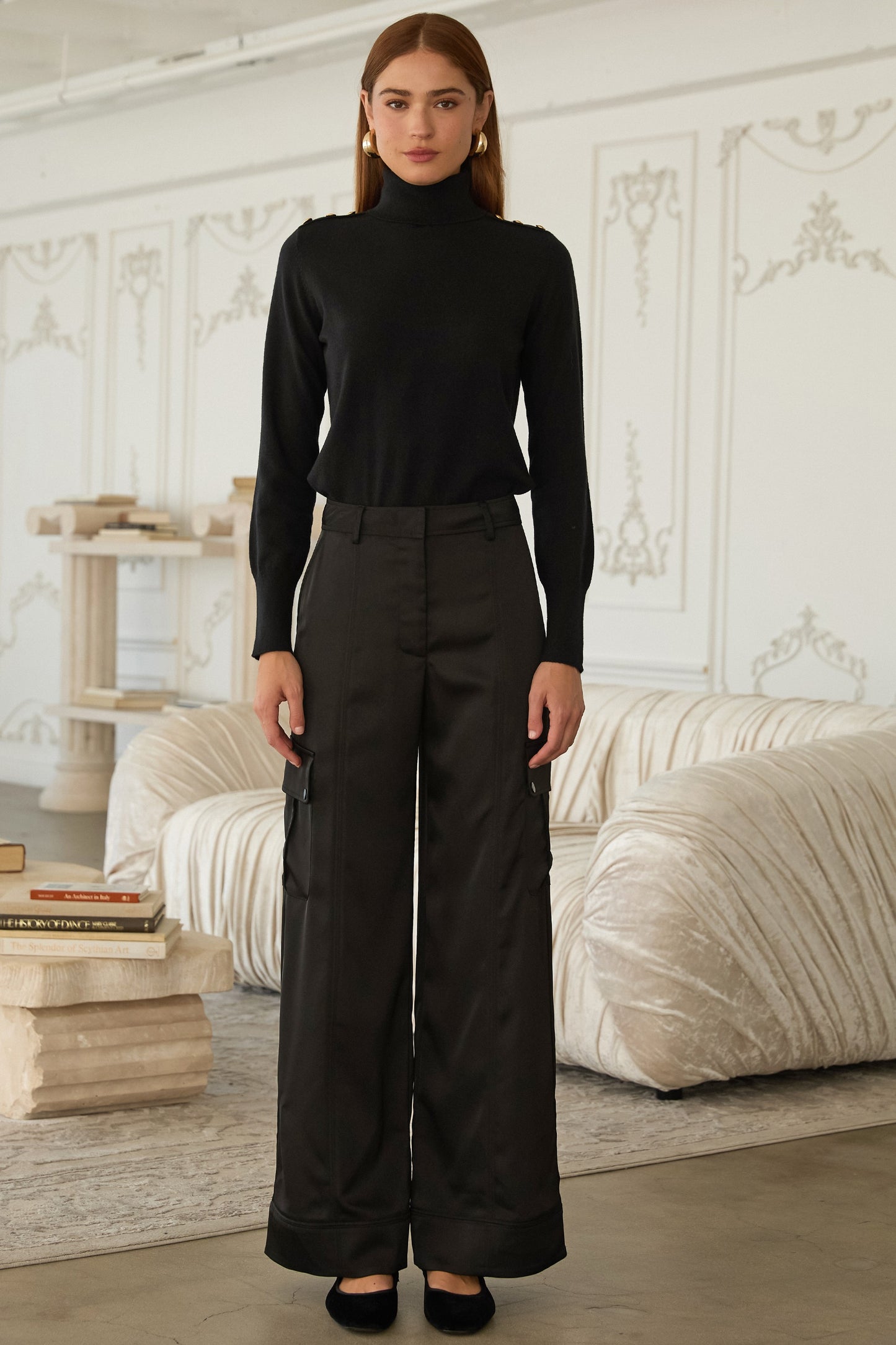 Eloise Button-Detail Turtleneck Sweater