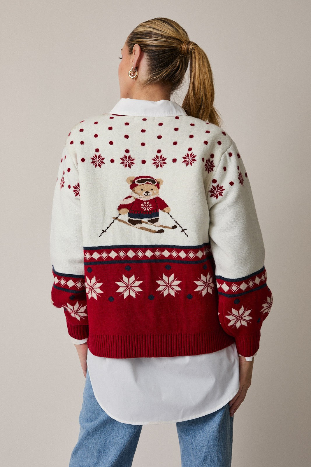 The Tinsley Ski Bear Button-Up Cardigan