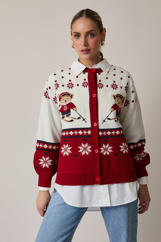 The Tinsley Ski Bear Button-Up Cardigan