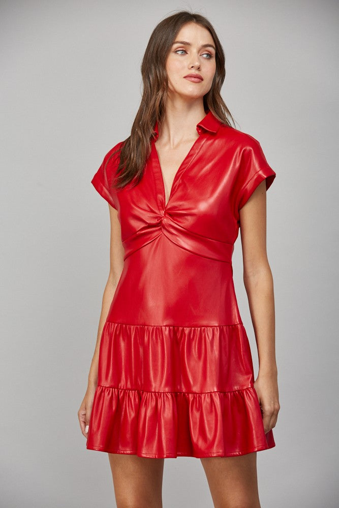 Natalia Twisted Faux Leather Dress