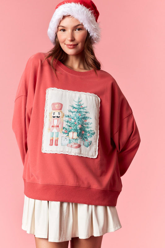 The Clarabelle Christmas Corduroy Patch Sweatshirt