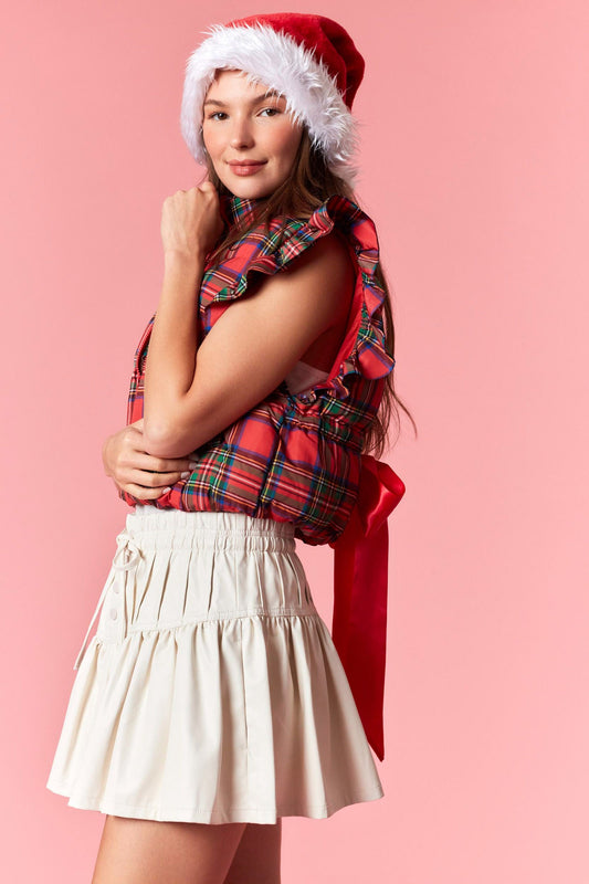 The Elowen Holiday Plaid Puffer Vest