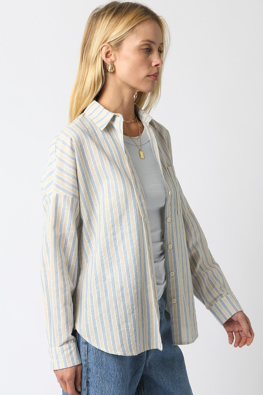 Women’s relaxed fit cotton striped button-down shirt