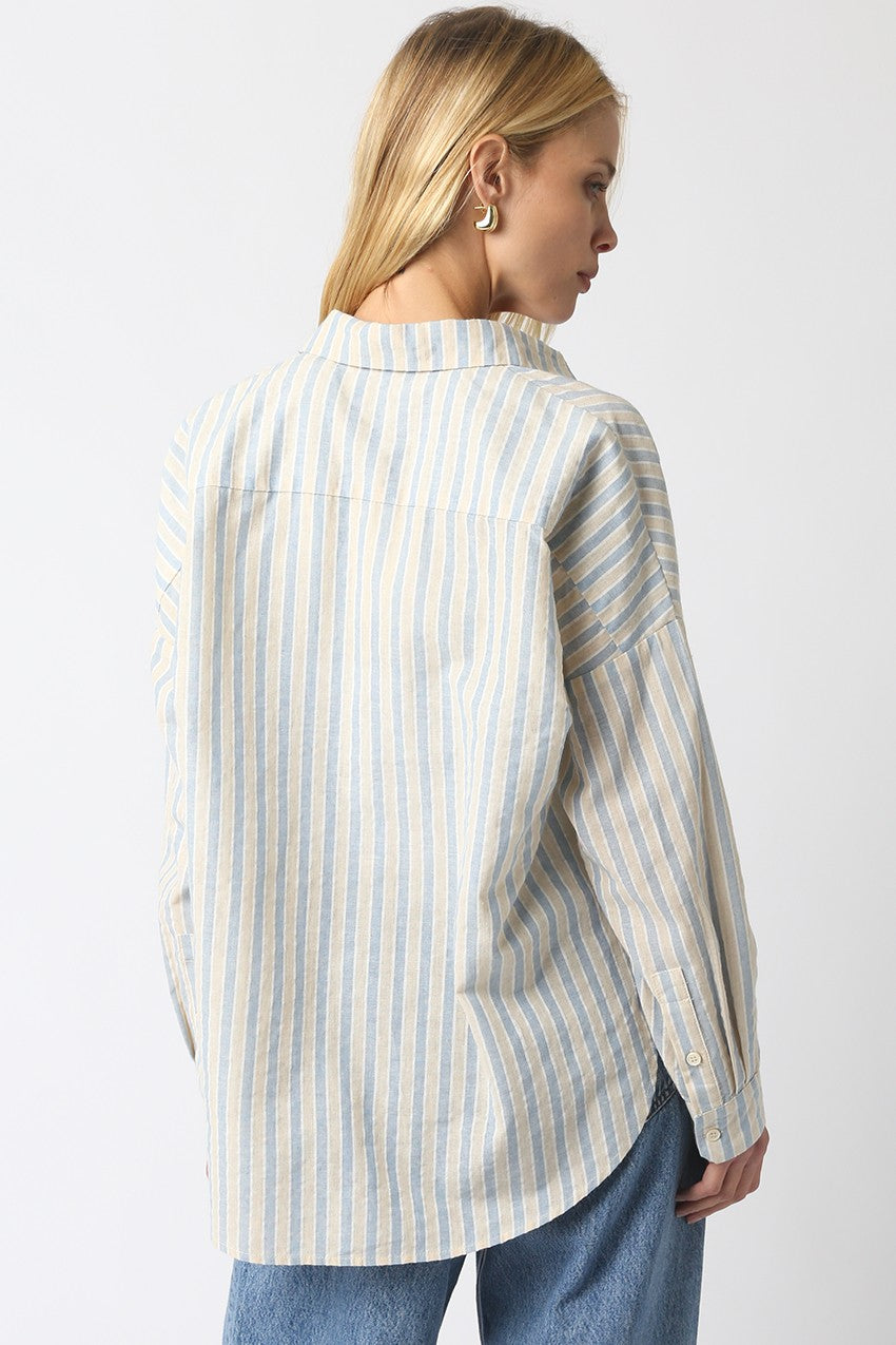 Women’s relaxed fit cotton striped button-down shirt
