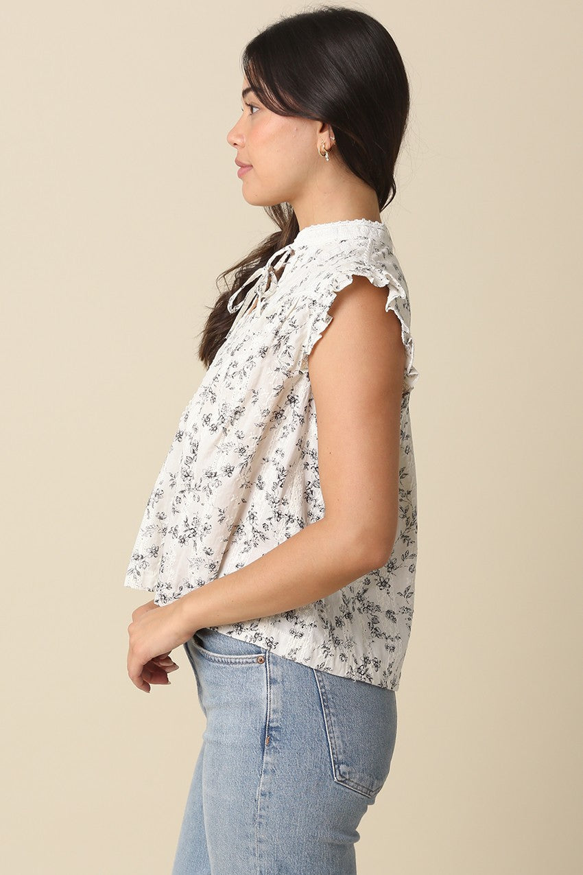 Women’s cotton blouse with front tie neckline