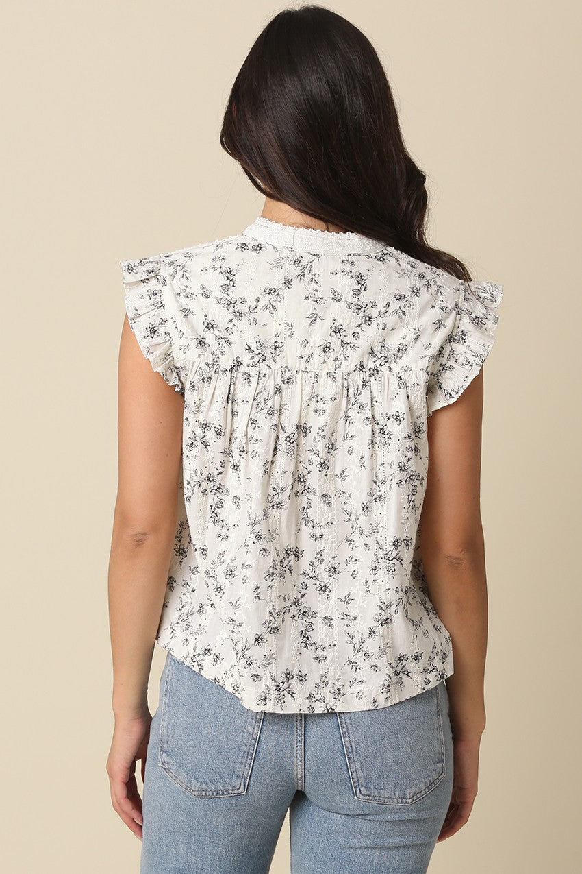Women’s cotton blouse with front tie neckline