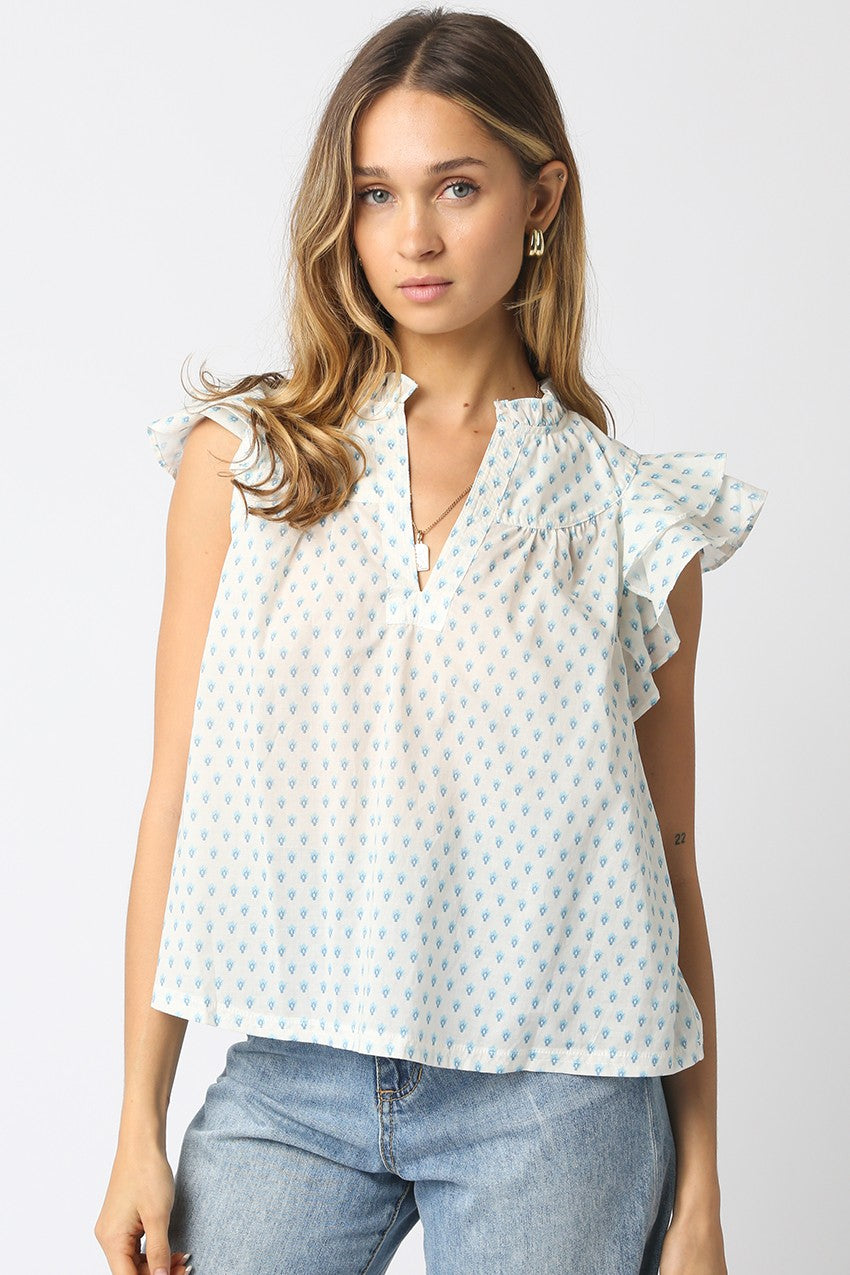 Skyler Ruffled Cotton Blouse