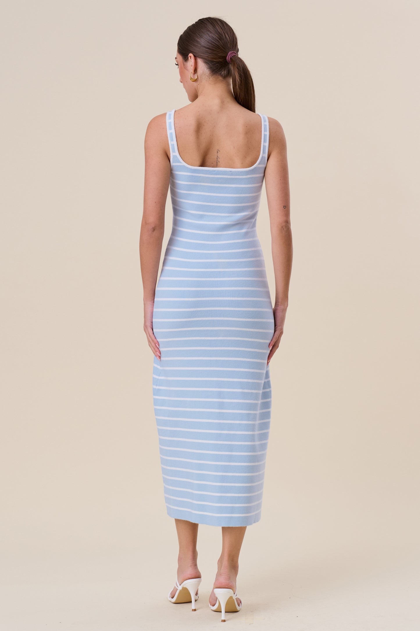 Lauren Striped Shell Button Maxi Dress