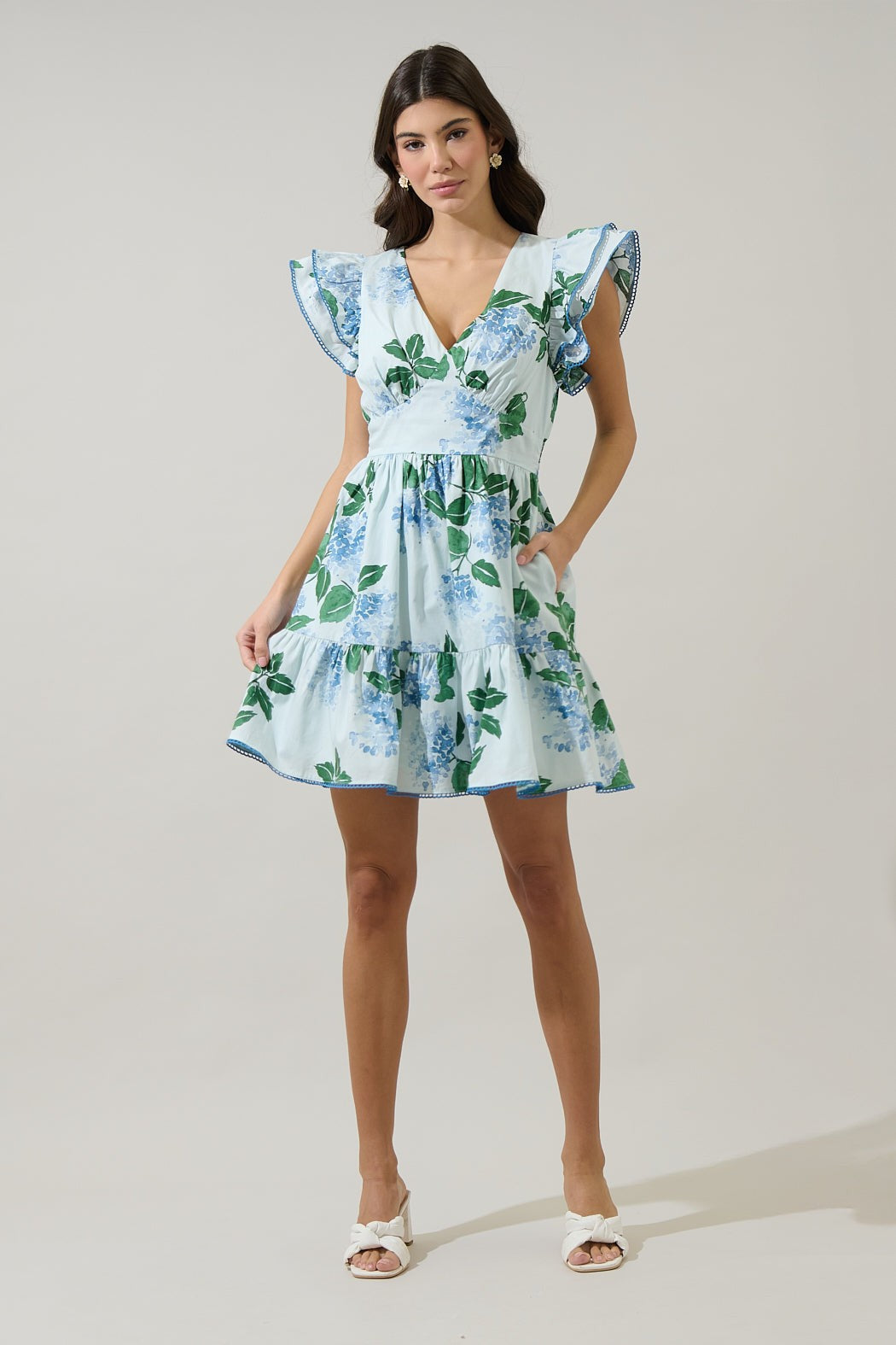 Elina Floral Ruffle Tier Mini Dress