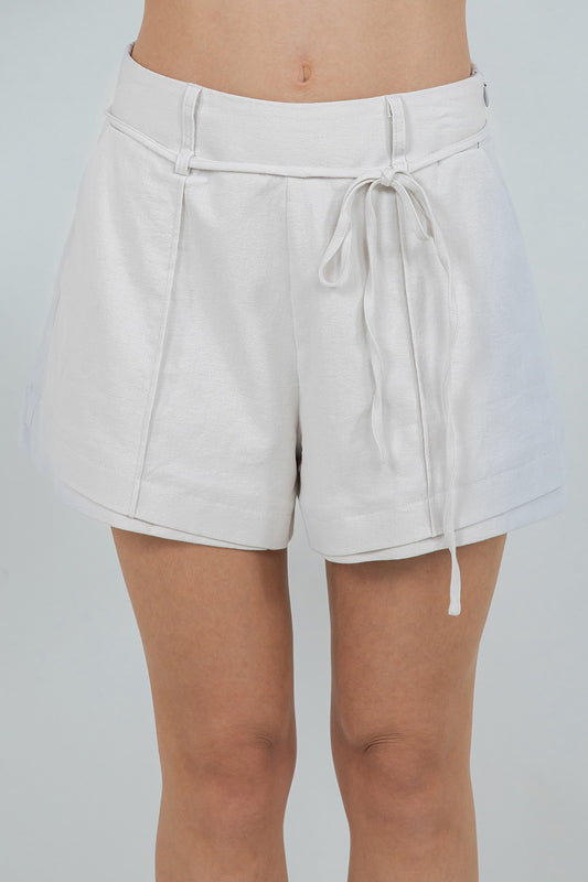 The Haven Linen Blend Belted Shorts